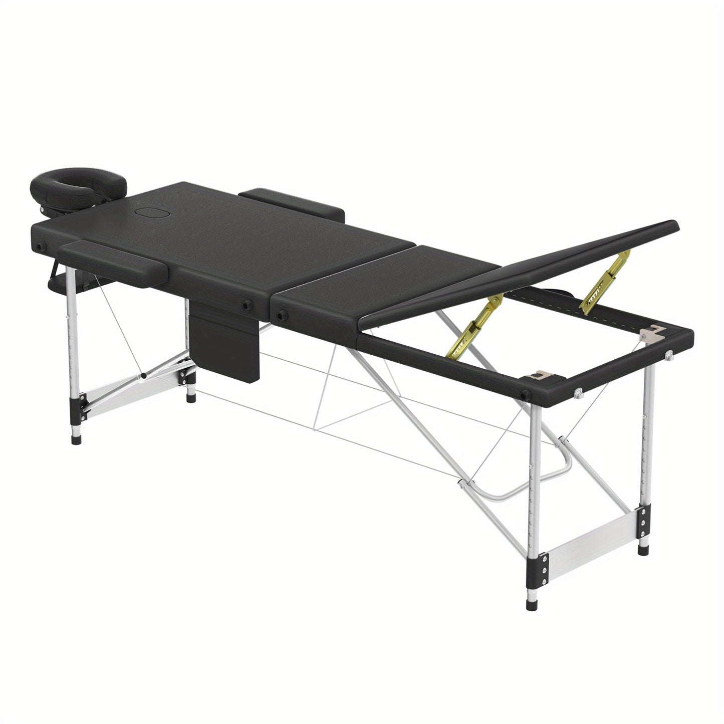 Aluminium Massage Tafel – Massagetafel – Behandelingstafel – Vouwbare Tafel – Therapietafel – 8-Verstelbare Hoogtes – Inclusief Hoofdsteun Zwart