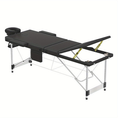 Aluminium Massage Tafel – Massagetafel – Behandelingstafel – Vouwbare Tafel – Therapietafel – 8-Verstelbare Hoogtes – Inclusief Hoofdsteun Zwart