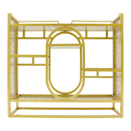 Wandwijnkast – Wijnrek – Wijnhouder – Flessenrek – Glazenhouder – Gouden Kleur – 39 Flessen Capaciteit – Stevig IJzeren Frame