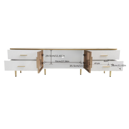 tv-meubel – tv-kast – tv-dressoir – televisie meubel – media meubel – wit met marmerlook – 4 lades – duurzaam niet-hout materiaal – 170x37x47,5 cm – gouden details