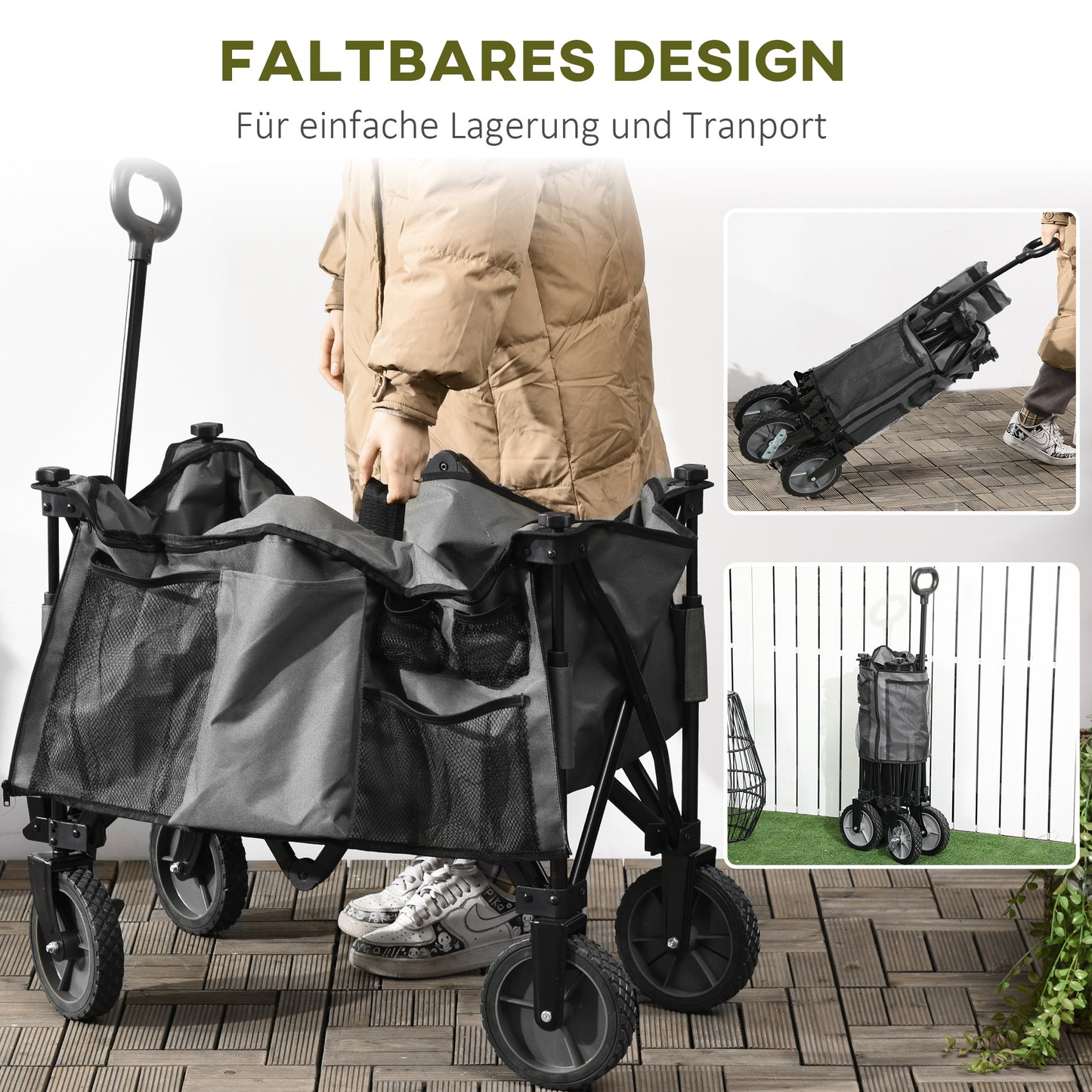 Kast – Opbergkast – Houten Kast – Tuinkast – Buitenkast – Dubbele Deuren – Weerbestendig Hout – 2 Schappen – Grijs – 74 x 43 x 88 cm