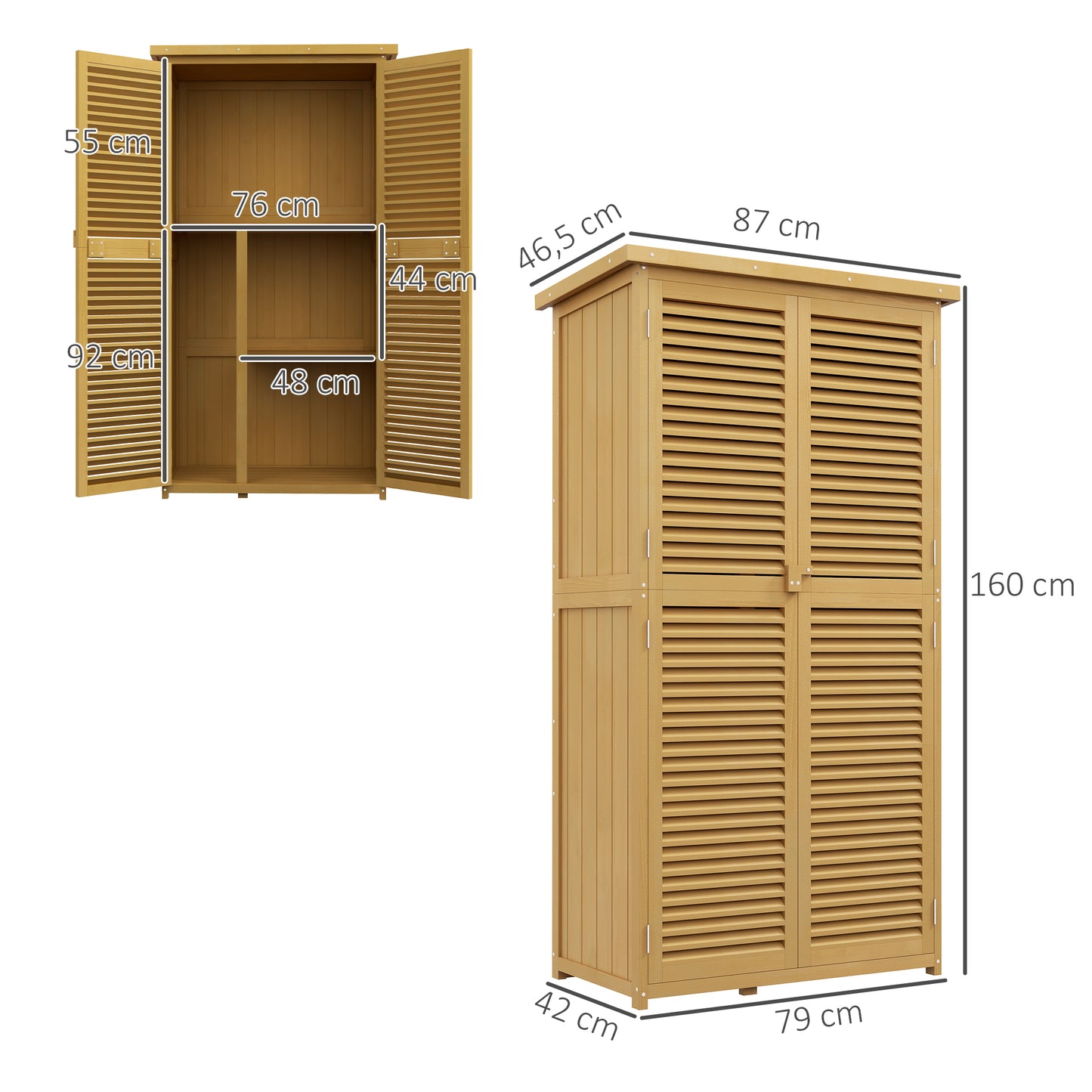 Tuinhuisje – Tuinkast – Tuinberging – Gereedschapsschuur – Opberghuis – Houten Tuinhuisje – Weerbestendig Asfalt Dak – 87x46,5x160 cm – Lichtgeel