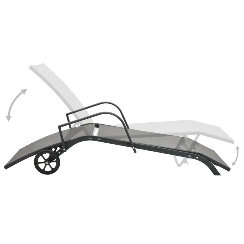 Loungebed – Ligbed – Relaxbed – Tuinbed – Stalen Frame – Verstelbare Rugleuning – Met Wieltjes