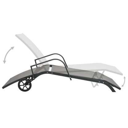 Loungebed – Ligbed – Relaxbed – Tuinbed – Stalen Frame – Verstelbare Rugleuning – Met Wieltjes