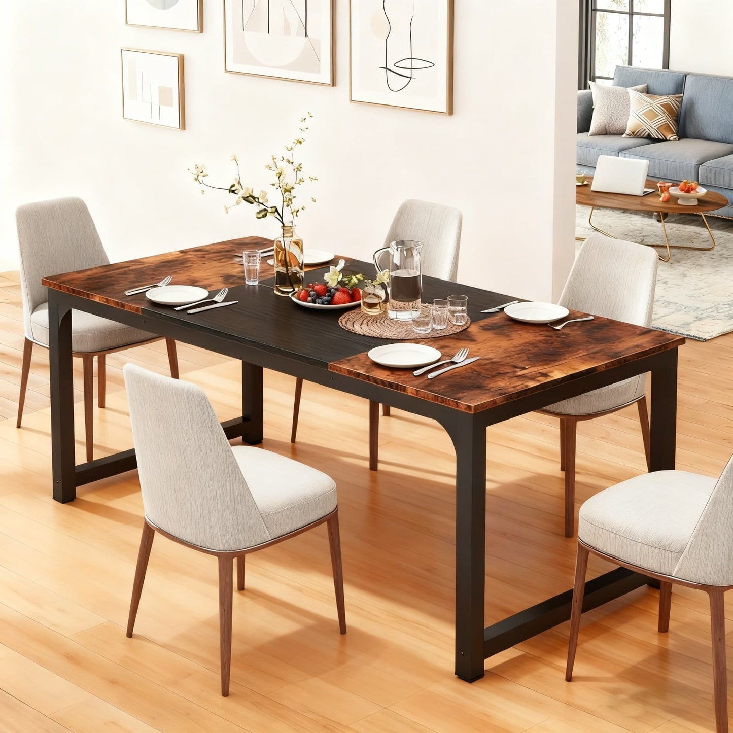 Eettafel – Tafel – Keukentafel – Eetkamertafel – Meubel – Industrieel Design – 160x80 cm – Robuust Metalen Onderstel