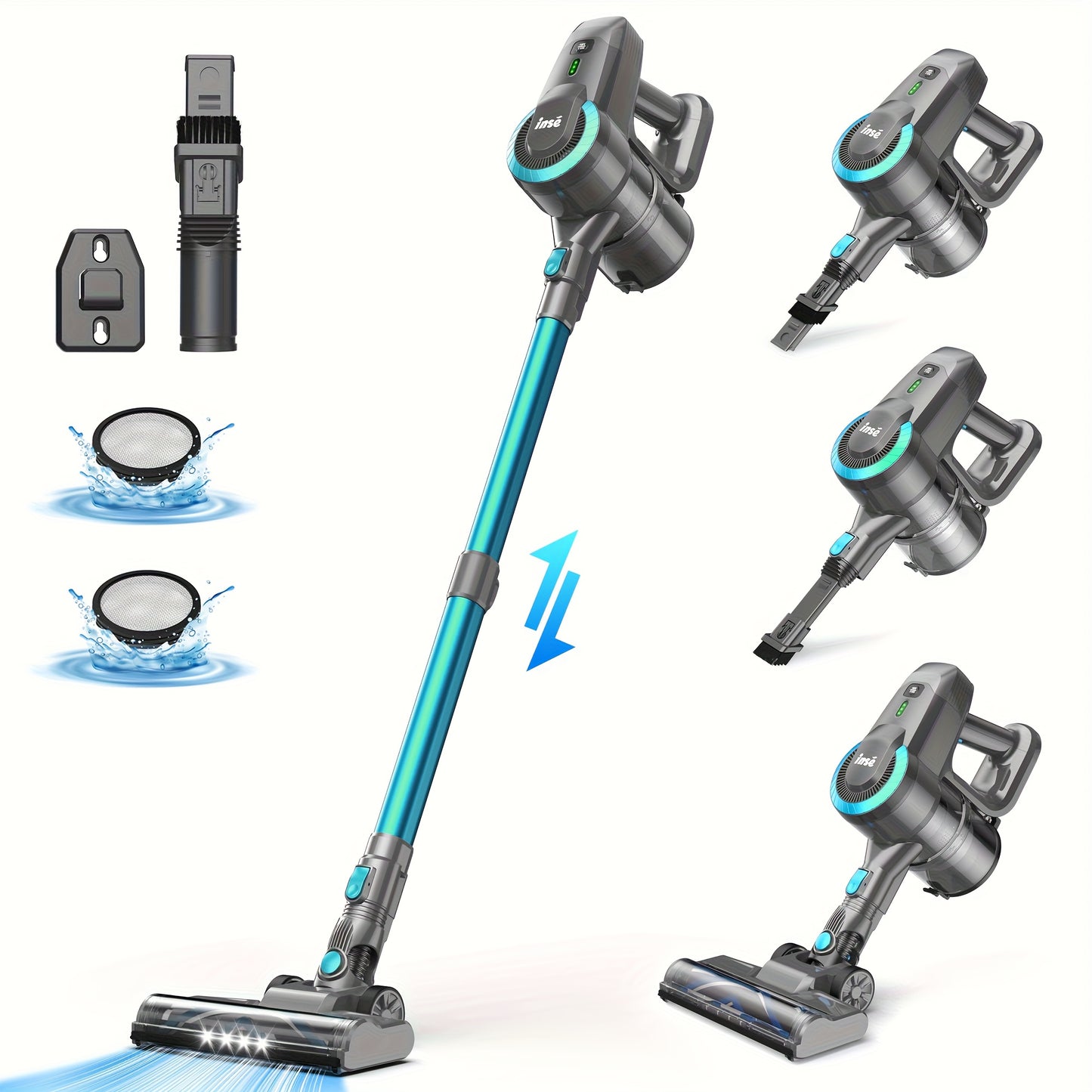 Steelstofzuiger – Draadloze Stofzuiger – Steelstofzuiger Zonder Zak – Kruimeldief – Handstofzuiger – 17.000Pa Zuigkracht – Lichtgewicht Met 2200mAh Accu – Groen