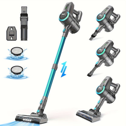 Steelstofzuiger – Draadloze Stofzuiger – Steelstofzuiger Zonder Zak – Kruimeldief – Handstofzuiger – 17.000Pa Zuigkracht – Lichtgewicht Met 2200mAh Accu – Groen