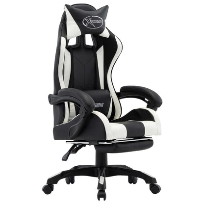 Gamestoel – Gaming Stoel – Game Stoel – Gaming Chair – Racestoel – Verstelbare Rugleuning – Kunstleer Wit/Zwart