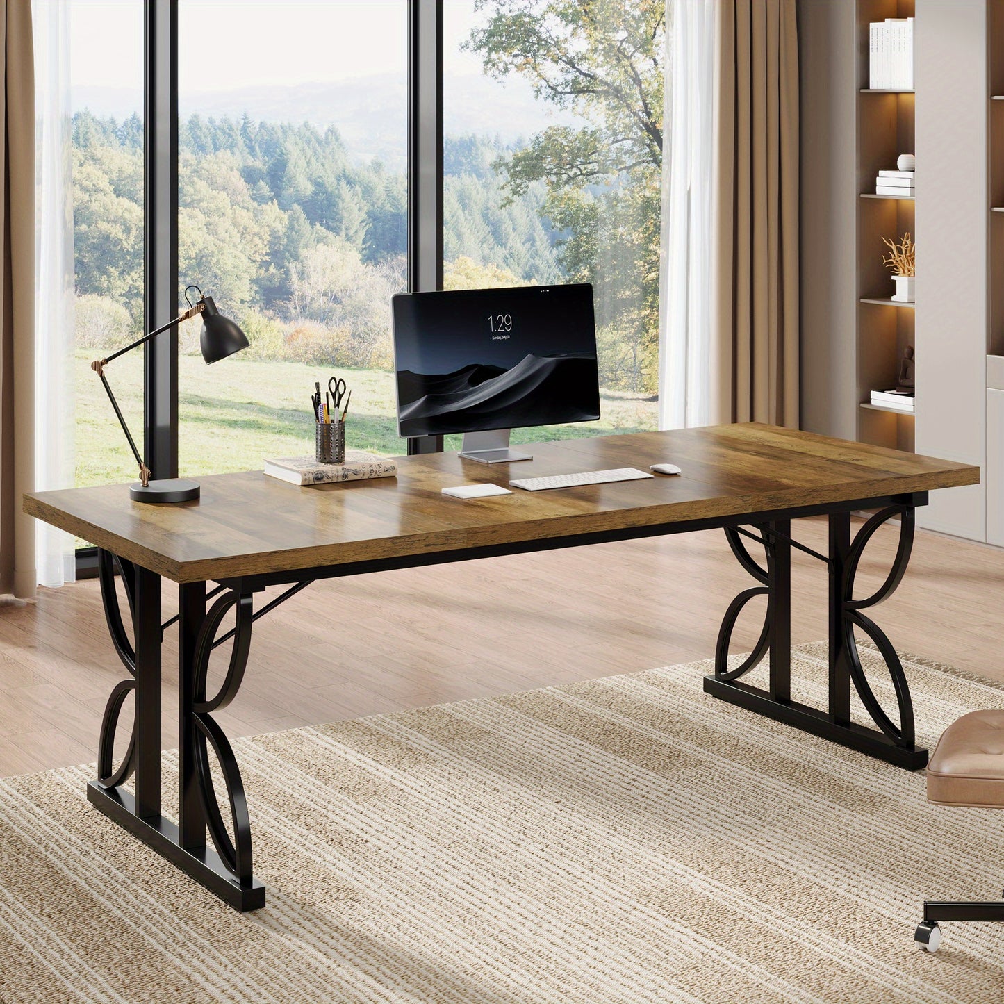 Bureau – Computertafel – Werktafel – Schrijftafel – Extra Lang Bureau – Robuuste Metalen Poten – 179,83 cm Breed – Industrieel Design