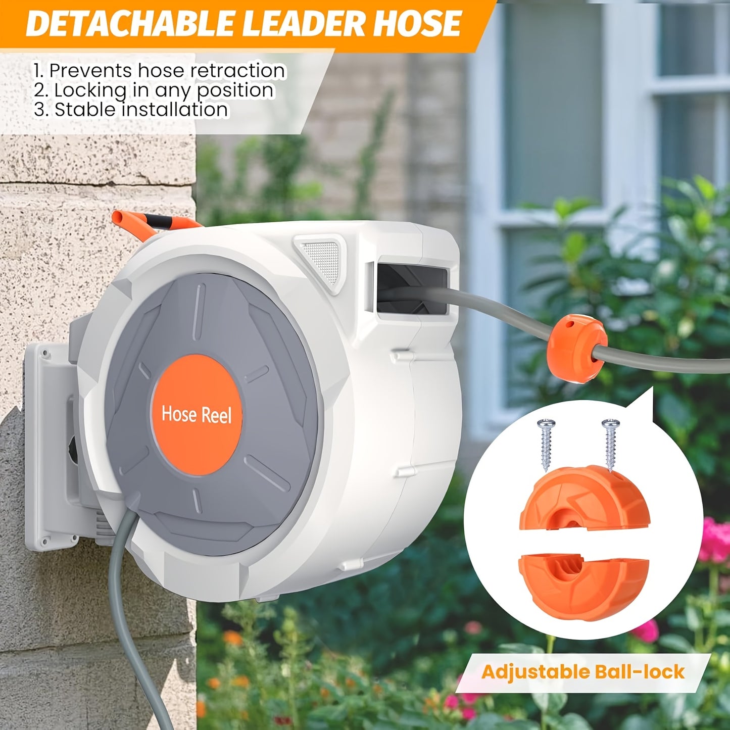 Tuinslanghaspel – Slanghaspel – Wandslangenbox – Slangenhouder – Slangopberger – Automatisch Oprolsysteem – 180° Draaibare Muurbeugel – 20 Meter – 9-in-1 Verstuiver