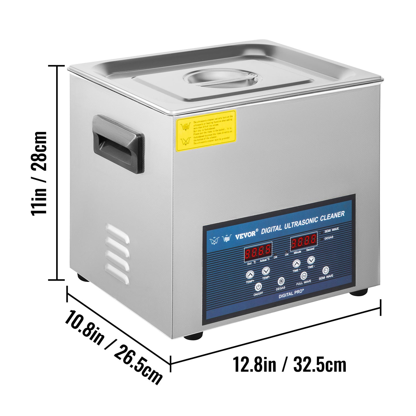 Ultrasoonreiniger – Ultrasoon Reinigingsapparaat – Brillenbad – Sieradenreiniger – Kunstgebit Reiniger – 10L RVS Tank – Duale Frequentie 28/40 kHz met Verwarming Tot 80°C