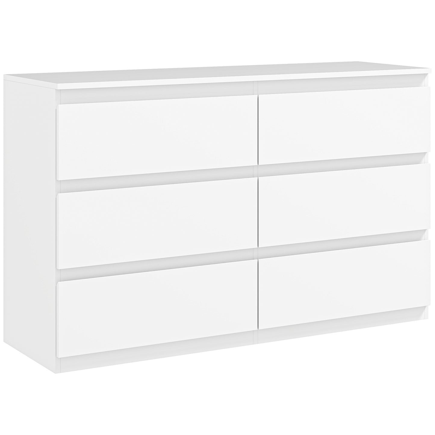 Ladekast – Dressoir – Kast – Commode – Opbergmeubel – 6 Lades – Softclose – Wit – 120 x 39 x 75 cm – Houten Materialen