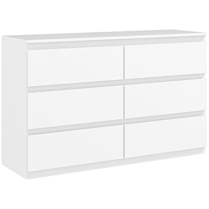 Ladekast – Dressoir – Kast – Commode – Opbergmeubel – 6 Lades – Softclose – Wit – 120 x 39 x 75 cm – Houten Materialen