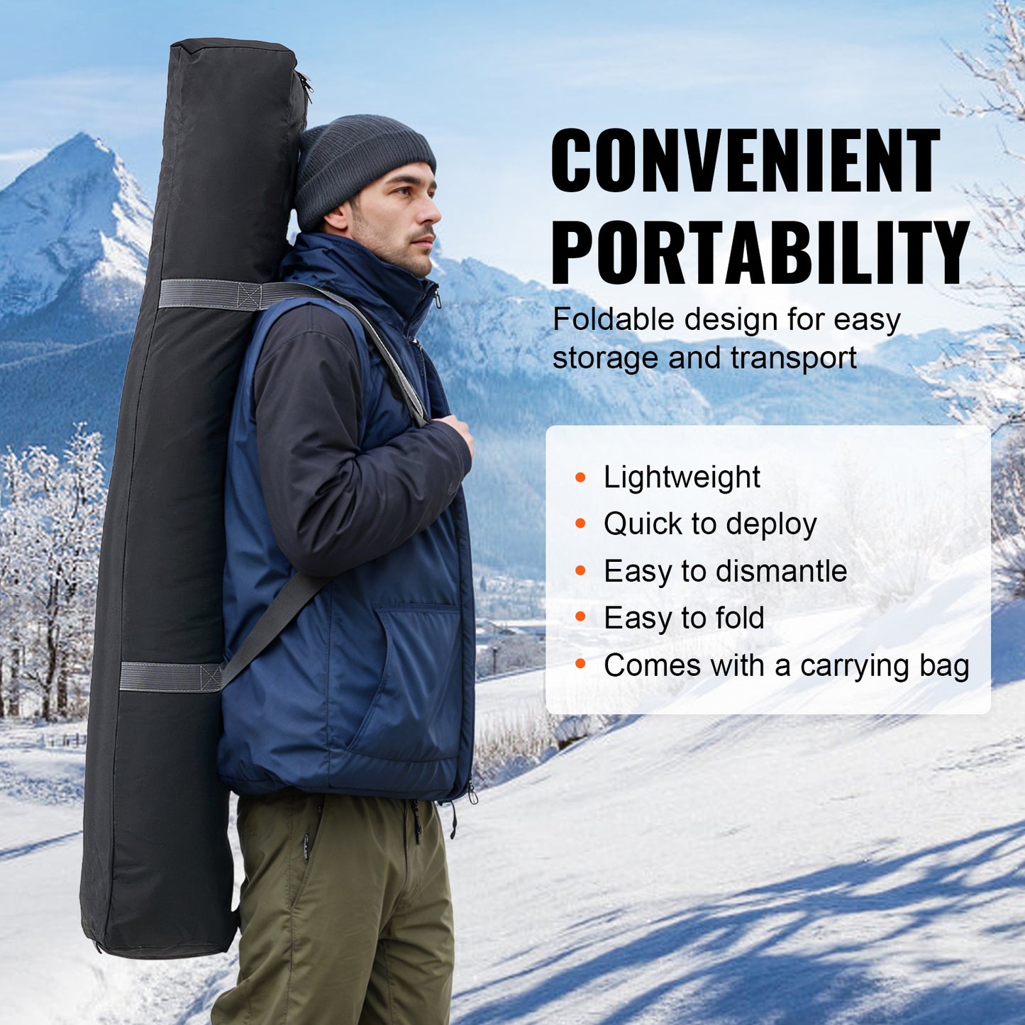 IJsvisserstent – IJshut – Vistuinhuis – Schuilhut – Vis Shelter – Zwart – Pop-up Tent – 6-8 Personen – Waterdicht 300D Oxford Polyester – Inclusief 12 IJsankers en 6 Windlijnen