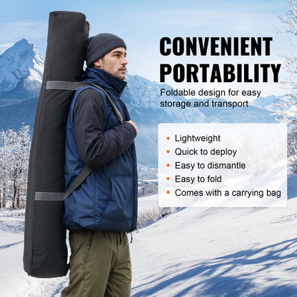 IJsvisserstent – IJshut – Vistuinhuis – Schuilhut – Vis Shelter – Zwart – Pop-up Tent – 6-8 Personen – Waterdicht 300D Oxford Polyester – Inclusief 12 IJsankers en 6 Windlijnen