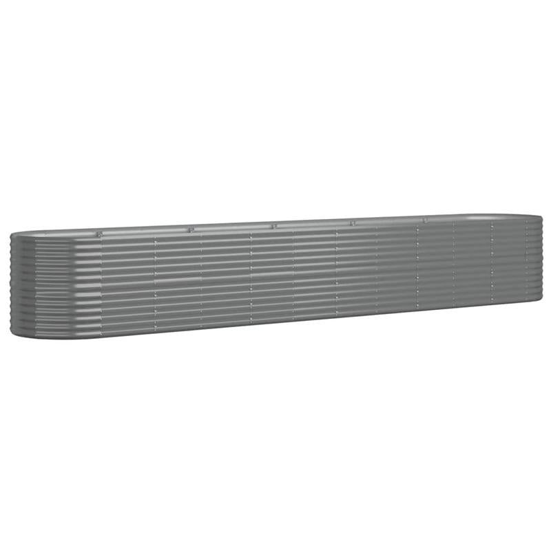 Bloemenrek – Plantenrek – Tuinrek – Plantentafel – Tuinbak – Grijs – Gepoedercoat Staal – Groot Formaat 440x80x68 cm