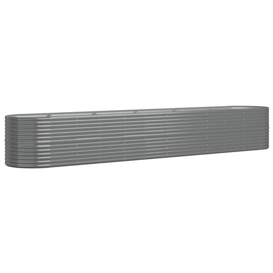Bloemenrek – Plantenrek – Tuinrek – Plantentafel – Tuinbak – Grijs – Gepoedercoat Staal – Groot Formaat 440x80x68 cm