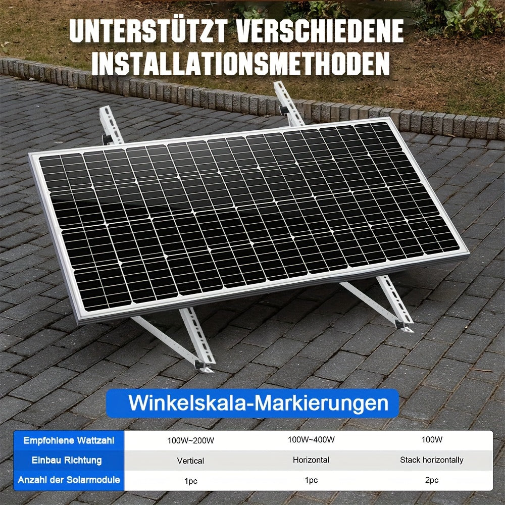 Verstelbare Zonnepaneel Steunen – Solar Panel Beugels – Montage Beugels – Zonnepanelen Montageset – Balkon Steunen – Aluminium Constructie – Kantelbaar 0°-90° – Tot 114 cm