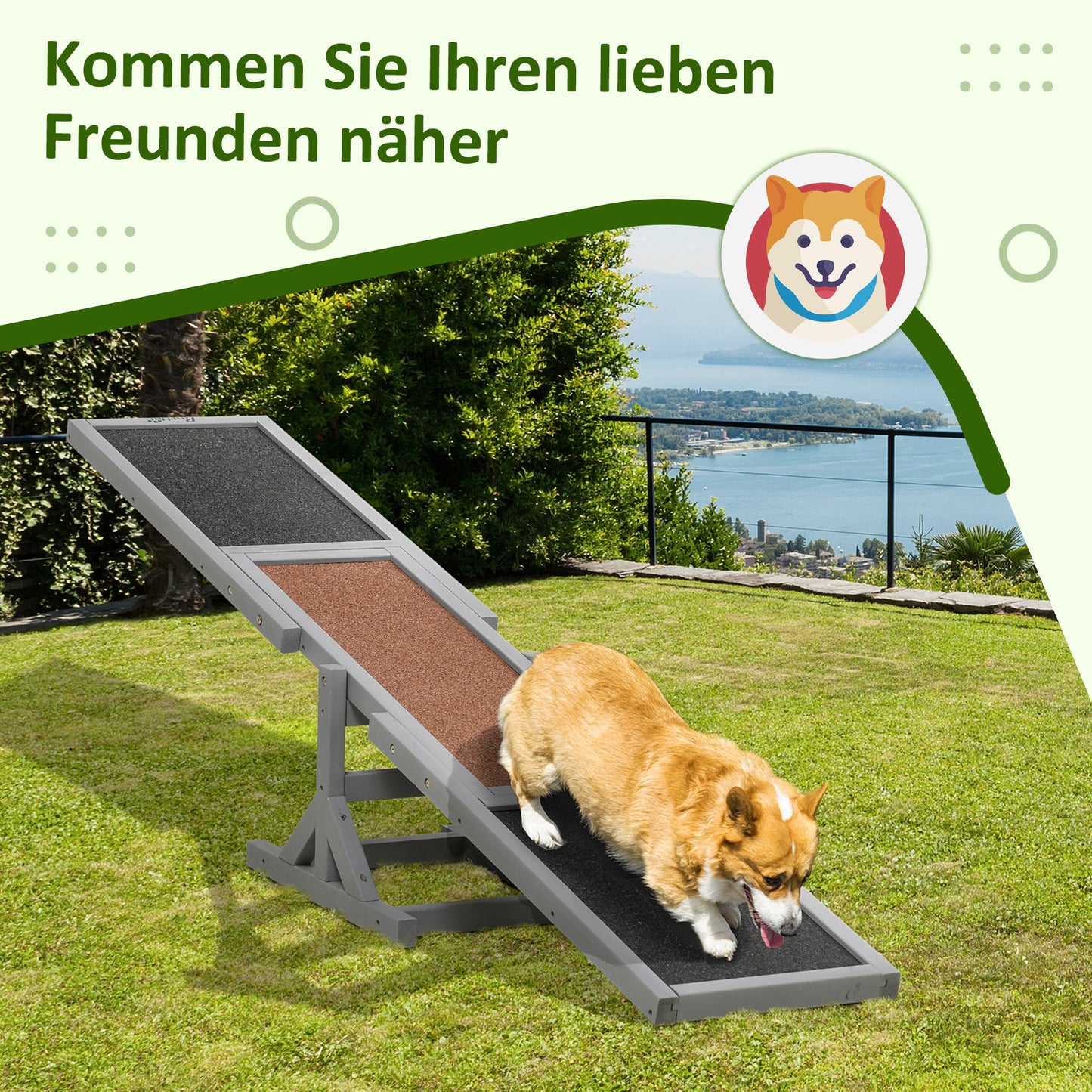 Agility Wip Honden – Dog Swing – Hondenwip – Agility Balans – Trainingswip – Grijs – Duurzaam Dennenhout – Antislip Oppervlak – 180 x 30 x 30 cm