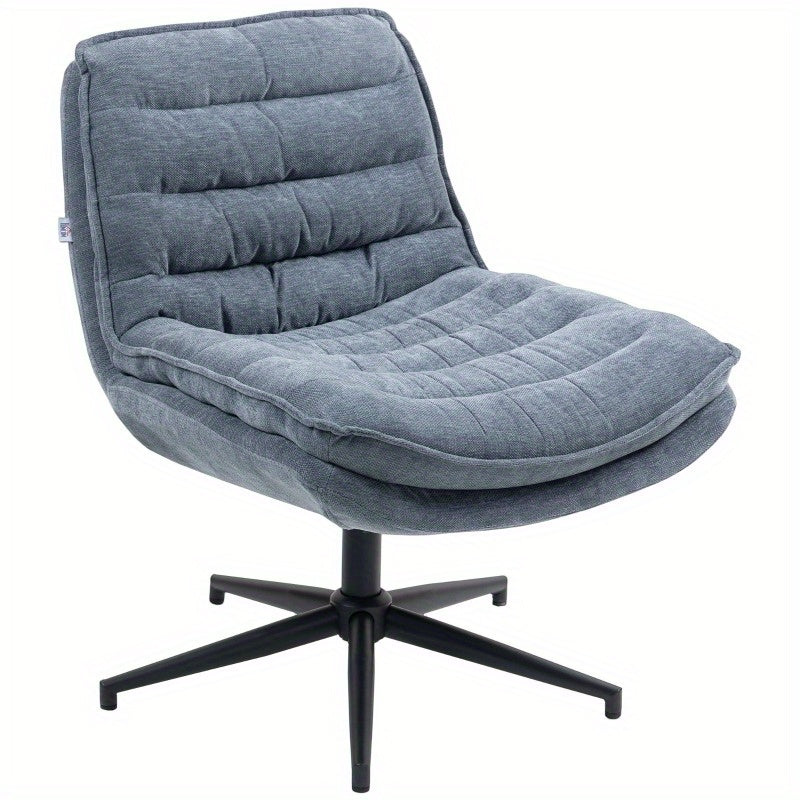 Bureaustoel – Office Chair – Ergonomische Stoel – Draaistoel – Computerstoel – Robuust Metaal – Breed Zitvlak – Hoogte Verstelbare Rugleuning – 360° Draaibaar – Zonder Armleuningen – Onderhoudsvriendelijk – Donkergrijs