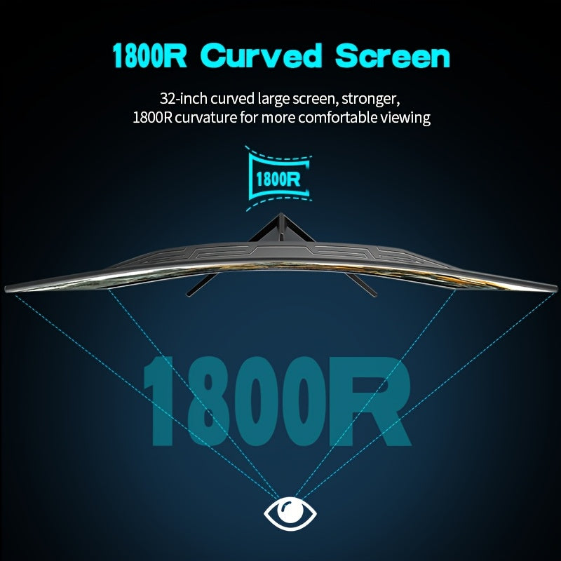 32 Inch Gaming Monitor – Curved Scherm – PC Monitor – Computerscherm – FHD 1080P – 180Hz Refresh Rate – 1800R Bochtige Beeldscherm
