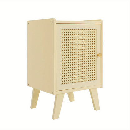Nachtkastje – Bedside Table – Bijzettafel – Opbergmeubel – Nachtmeubel – Modern Minimalistisch Design – Compact Formaat – Duurzaam Bamboe & Krasbestendig – Romig Beige
