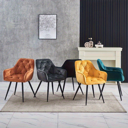 JYMTOM Velvet Dining Chairs with Padded Seat and Backrest Sturdy Metal Legs and Armrests Comfortable Accent Chair for Dining Room Living Room or Lounge, Home Decor Furniture, Lounge Seating, Velvet Upholstery, Elegant Design,