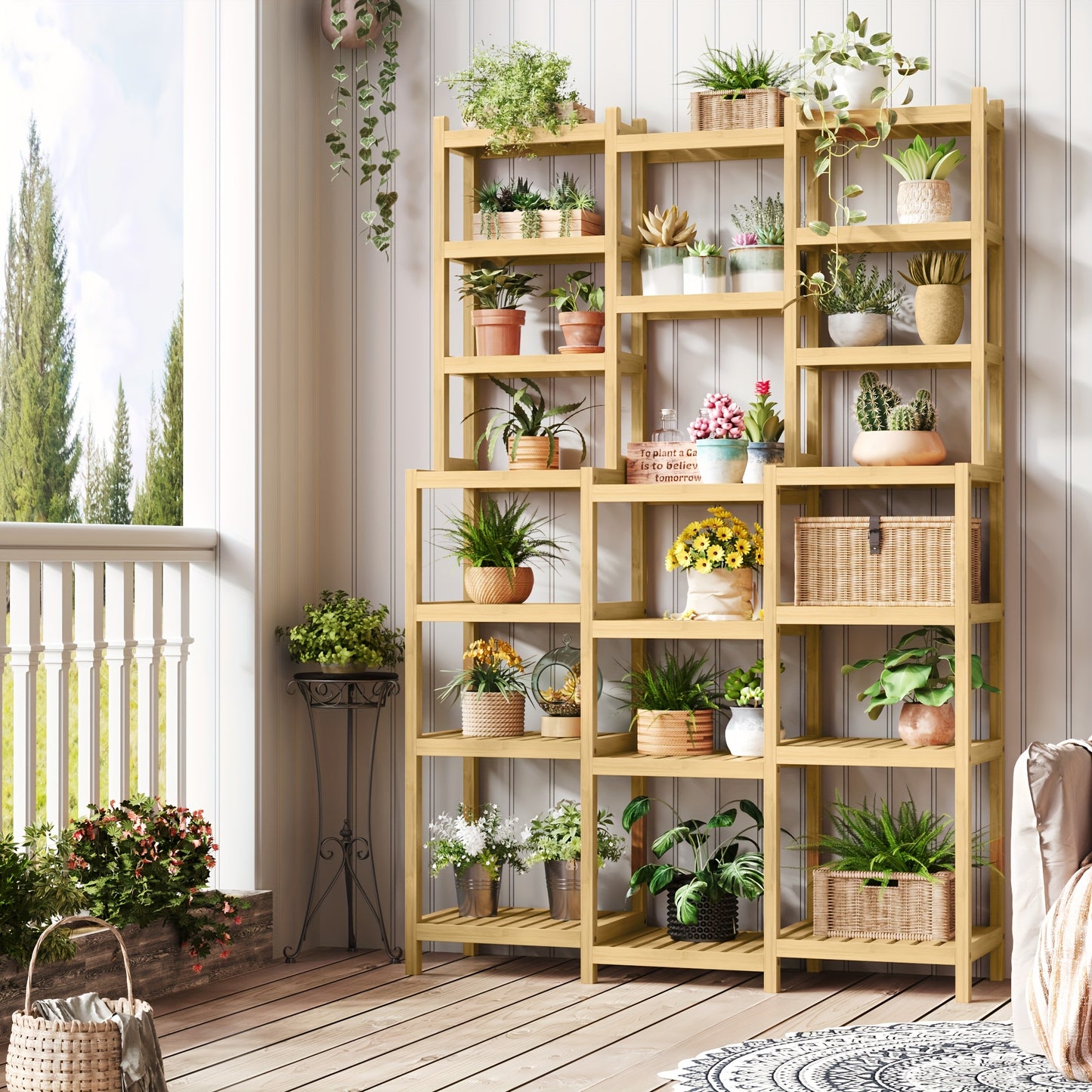 Bamboekast – Badkamermeubel – Opbergkast – Boekenkast – Plantenrek – Duurzaam Bamboe – Groot Formaat 105x30x160,7 cm