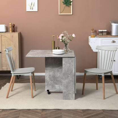 Opvouwbare Keukentafel – Eettafel – Klaptafel – Multifunctionele Tafel – Opbergtafel – Met Verwijderbare Wielen – 2 Houten Planken – Grijs – 75x140x74 cm