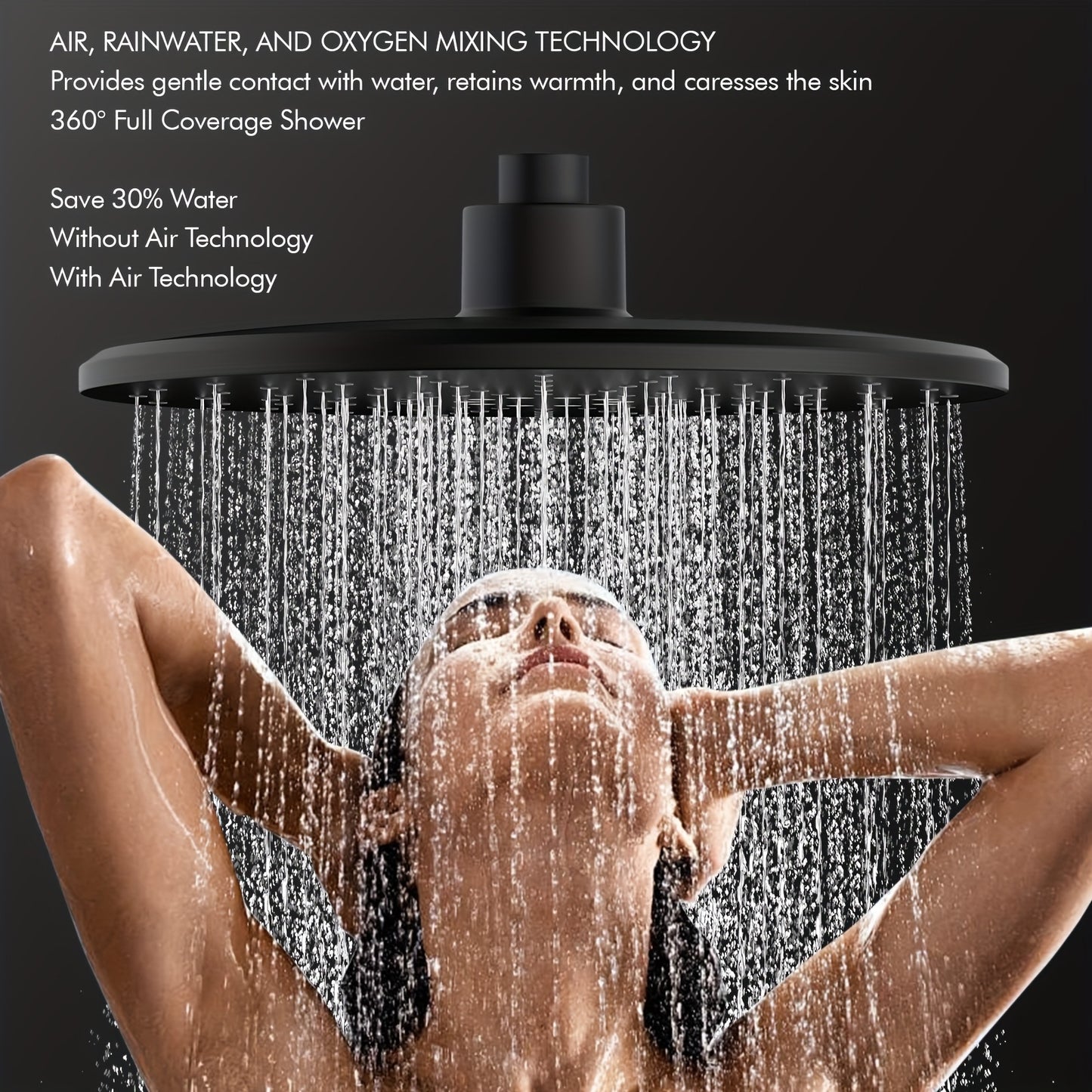 Thermostatische Douche Set – Douchekraan – Regendouche – Handdouche – Douchewand – Zwart Design – Veiligheidsstop 38°C – Drie Sproeistanden