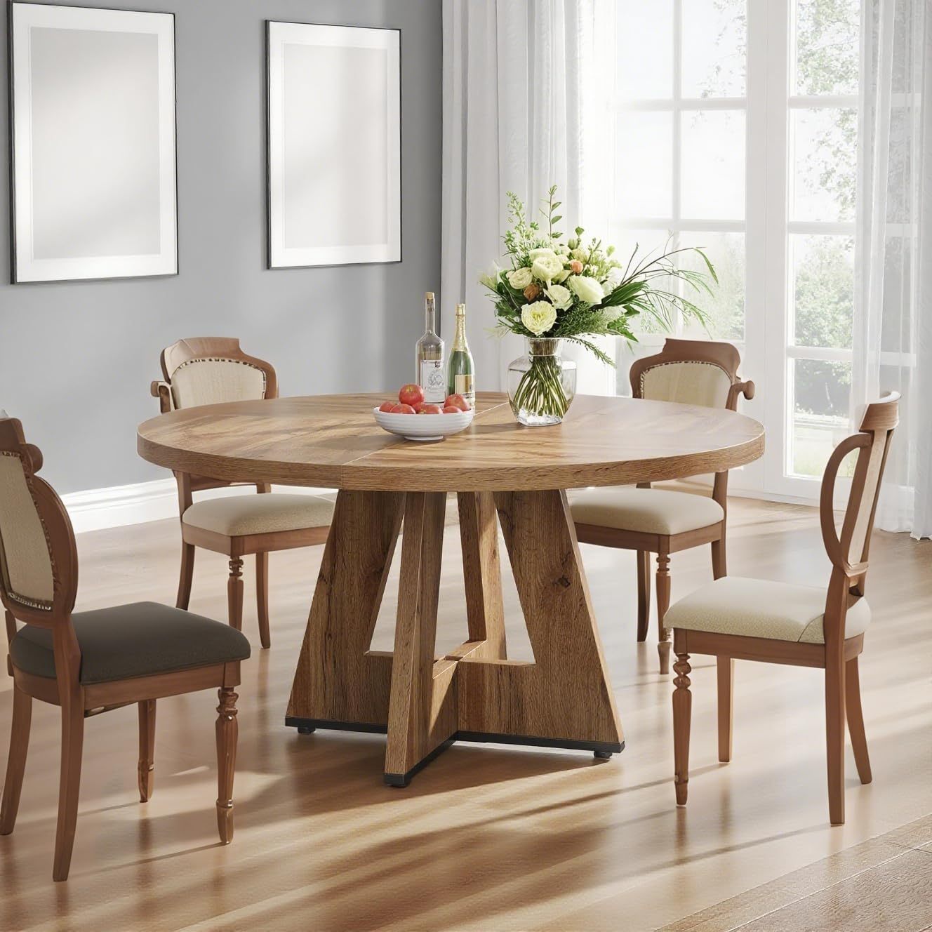 Ronde Eettafel – Ronde Tafel – Eettafel Rond – Keukentafel – Werktafel – Hardhout – 120 x 75 cm – Rustiek Landelijk Design