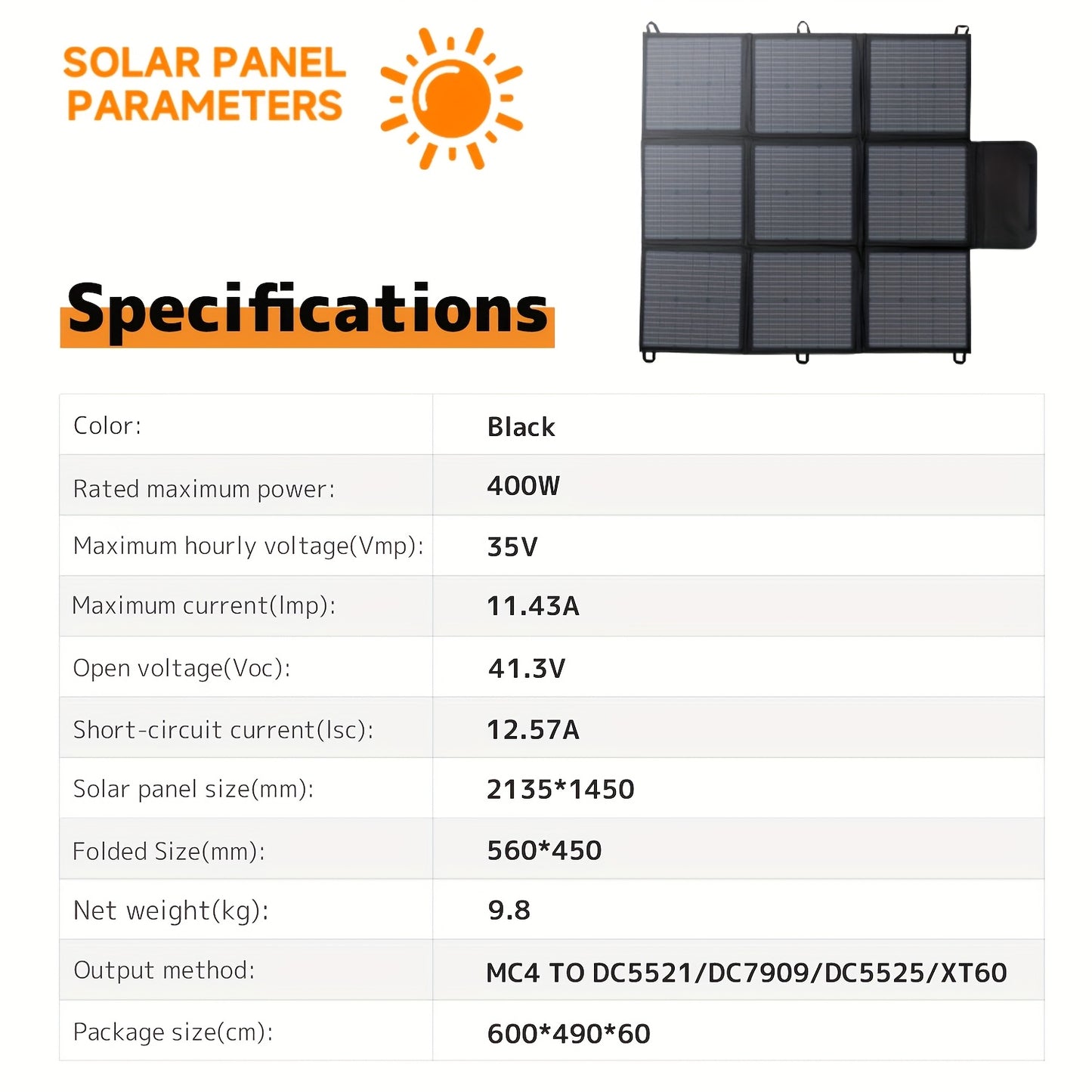 Draagbaar Zonnepaneel – Opvouwbaar Zonnepaneel – Camping Zonnepaneel – Mobiel Zonnepaneel – 400W Vermogen – Monokristallijn - QUORE