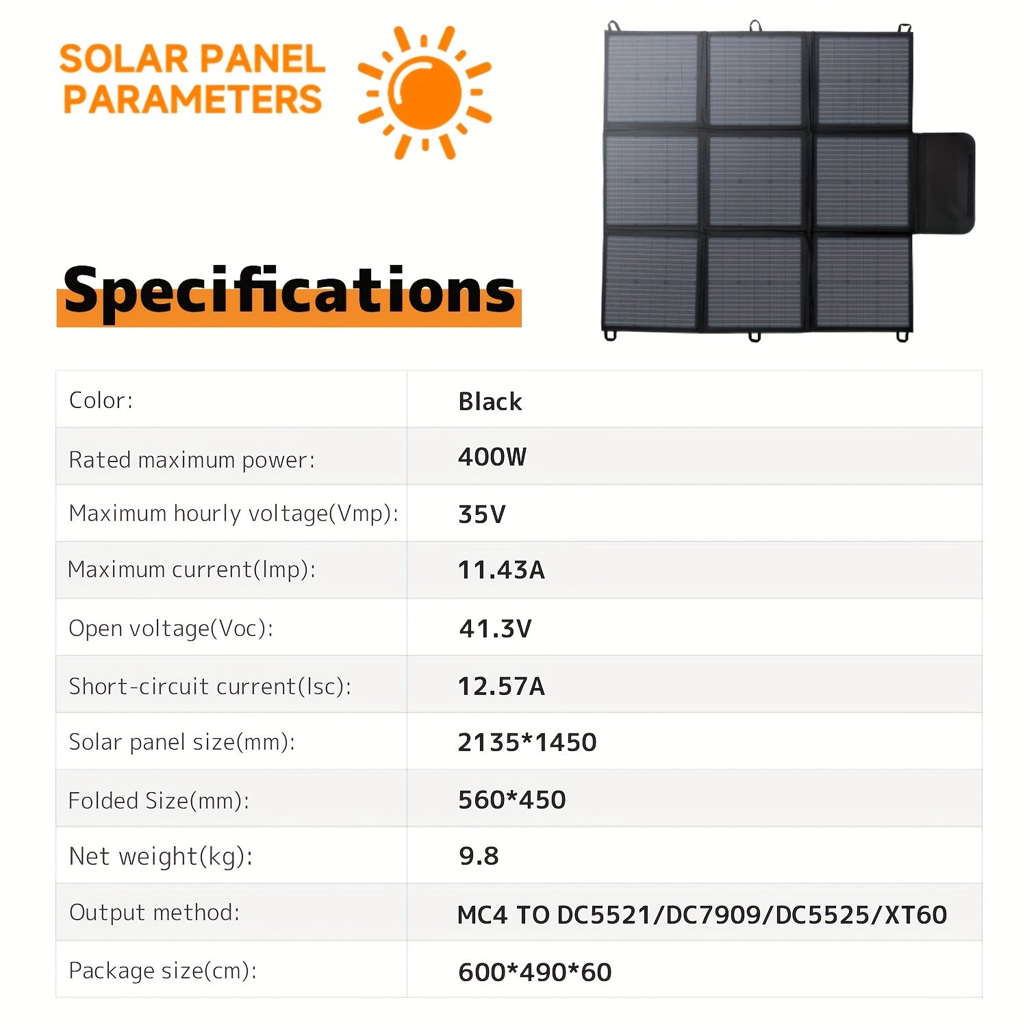 Draagbaar Zonnepaneel – Opvouwbaar Zonnepaneel – Camping Zonnepaneel – Mobiel Zonnepaneel – 400W Vermogen – Monokristallijn - QUORE
