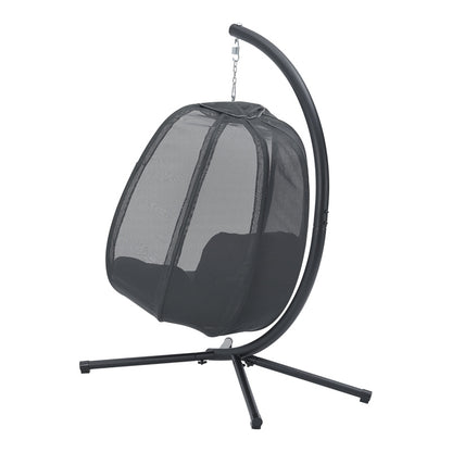 Hangstoel – Hangmand – Hangstoel Met Frame – Schommelstoel – Tuinstoel – Stevig Stalen Frame – Max. 120 Kg – Donkergrijs
