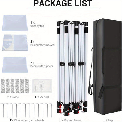 Pop Up Tent – Voortent – Gazebo – Partytent – Zonnescherm – 10x20 Meter – 6 Verwijderbare Zijkanten – UV50+ Bescherming – 3 Verstelbare Hoogtes – Inklapbaar Met Draagtas – Hydrofobe Buitenhoes – Khaki