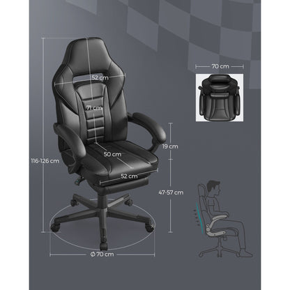 Gamingstoel – Gamestoel – Bureaustoel – Game Chair – Verstelbare Voetensteun – Ergonomisch Met Lendensteun – Maximale Draagkracht 150 kg – Pastelroze & Crèmewit