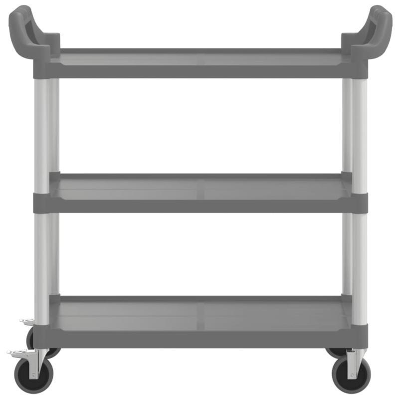 Keukentrolley – Opbergtrolley – Serveerwagen – Keukenwagen – Trolley met 3 Niveaus – Aluminium – 99x50x96 cm – Stevige Wielen met Rem