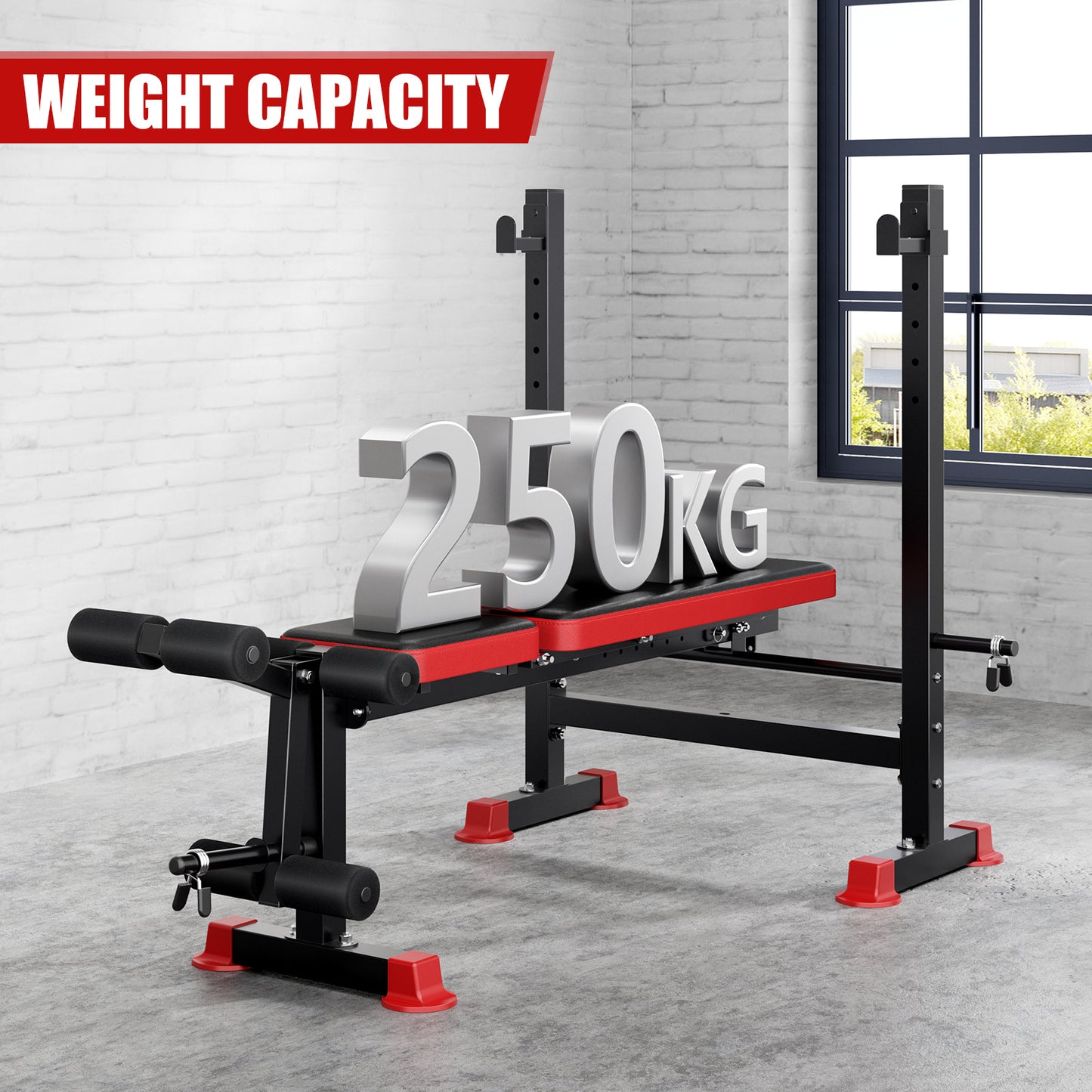 Adjustable Weight Bench Press - Heavy-Duty Home Gym Bench with Weight System Compatible for weightlifting, Weight Training | Durable Metal Frame, 3-Level Elbow Pads | / Strength Training Equipment (Commercial & Home Use) -