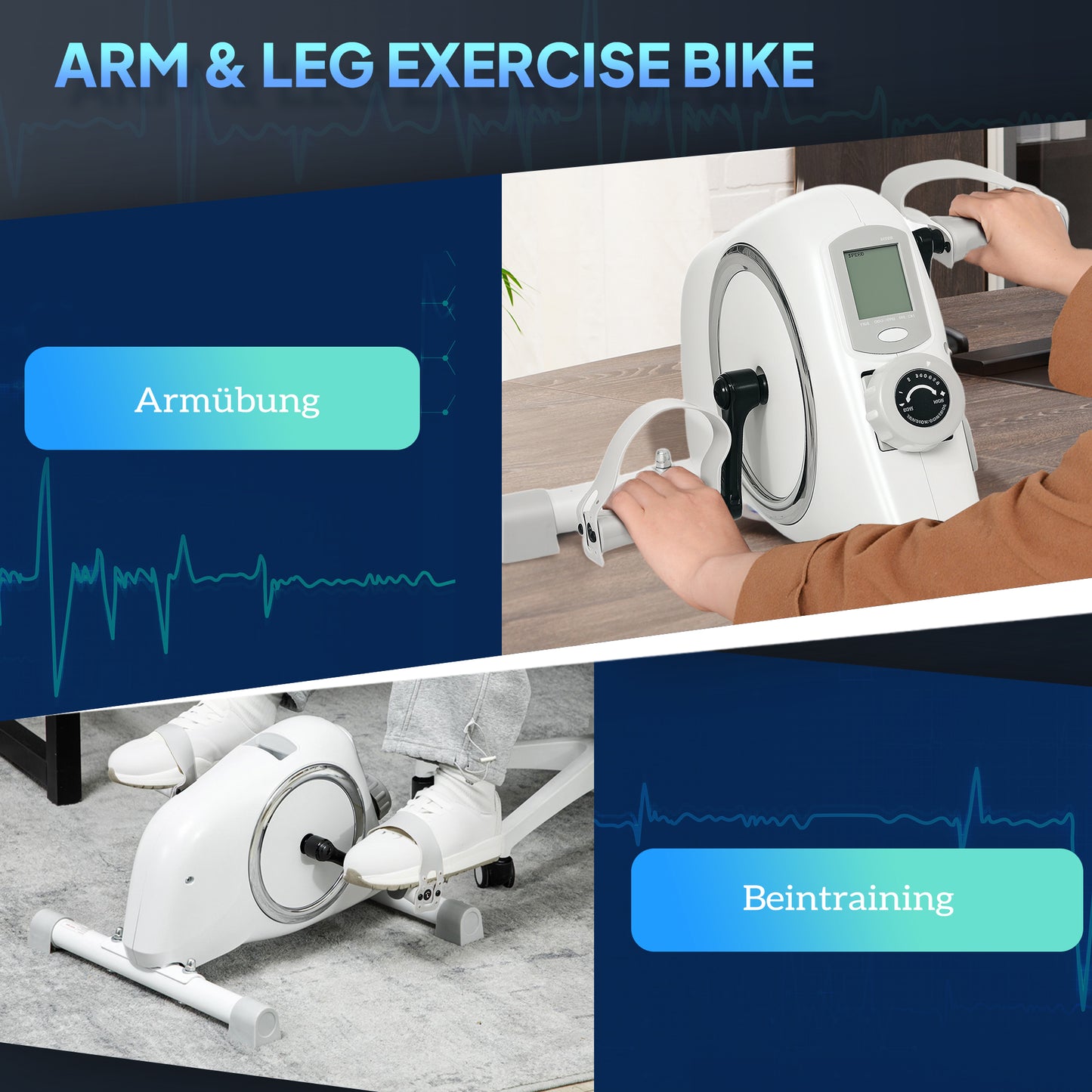 Mini Hometrainer – Mini Fiets – Tafelfiets – Voetpedaal Trainer – Arm- En Beentrainer – 8 Niveaus Magnetische Weerstand – Stabiel Stalen Frame – Wit