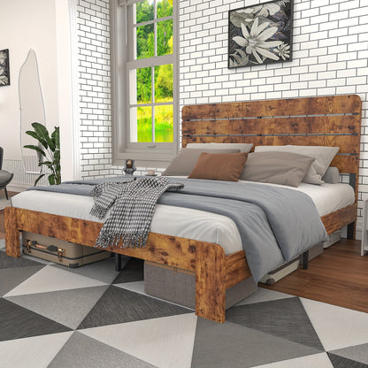 Modern Bedframe – Tweepersoonsbed – Slaapkamermeubel – Bedframe Metaal – Bed 160x200 cm – Stijlvol Hoog Hoofdbord – Stevig Metalen Frame