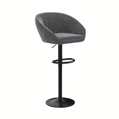 Barstoel – Barkruk – Barstoelen – Keukenstoel – Kruk – Set van 2 – Velvet Bekleding – Verstelbare Zithoogte 80-101 cm – 360° Draaibaar – Met Voetensteun