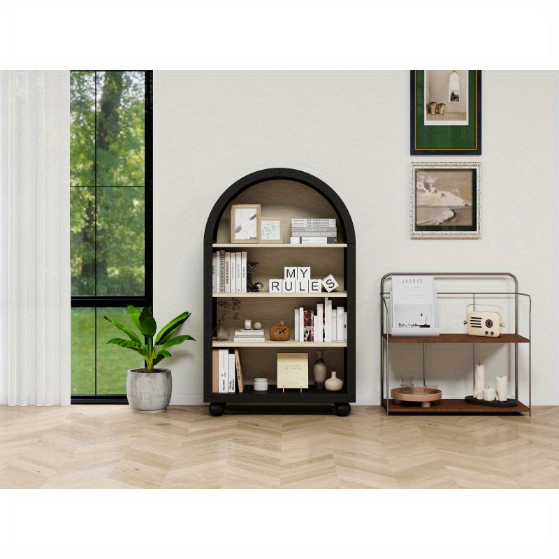 Boekenkast – Boekenrek – Opbergkast – Vakkenkast – Stellingkast – Zwart Hout – 120 cm Hoog – Draagvermogen 100 kg – Geen Montage Nodig