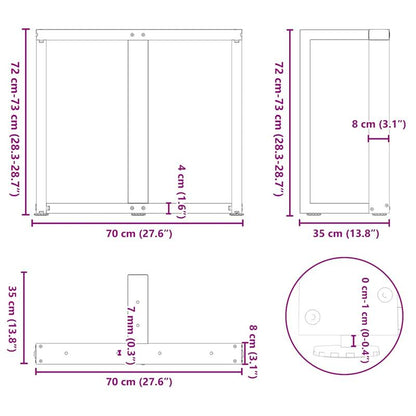 Tafelpoten – Meubelpoten – Tafelpoot Set – Metalen Poten – Zwarte T-vorm – Staal – 70x35x72-73 cm – Robuust & Eenvoudig te Monteren