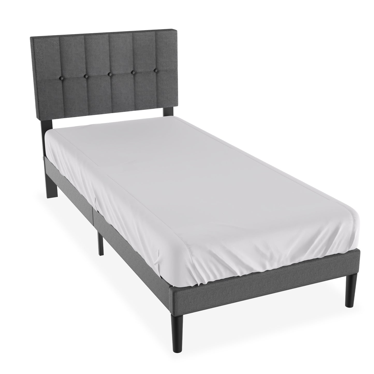 Bedframe – Bed – Slaapbed – Ledikant – Boxspring – 140x200 cm – Linnen Bekleding – Stevig Metalen Frame – 12 Latten Voor Optimale Ventilatie