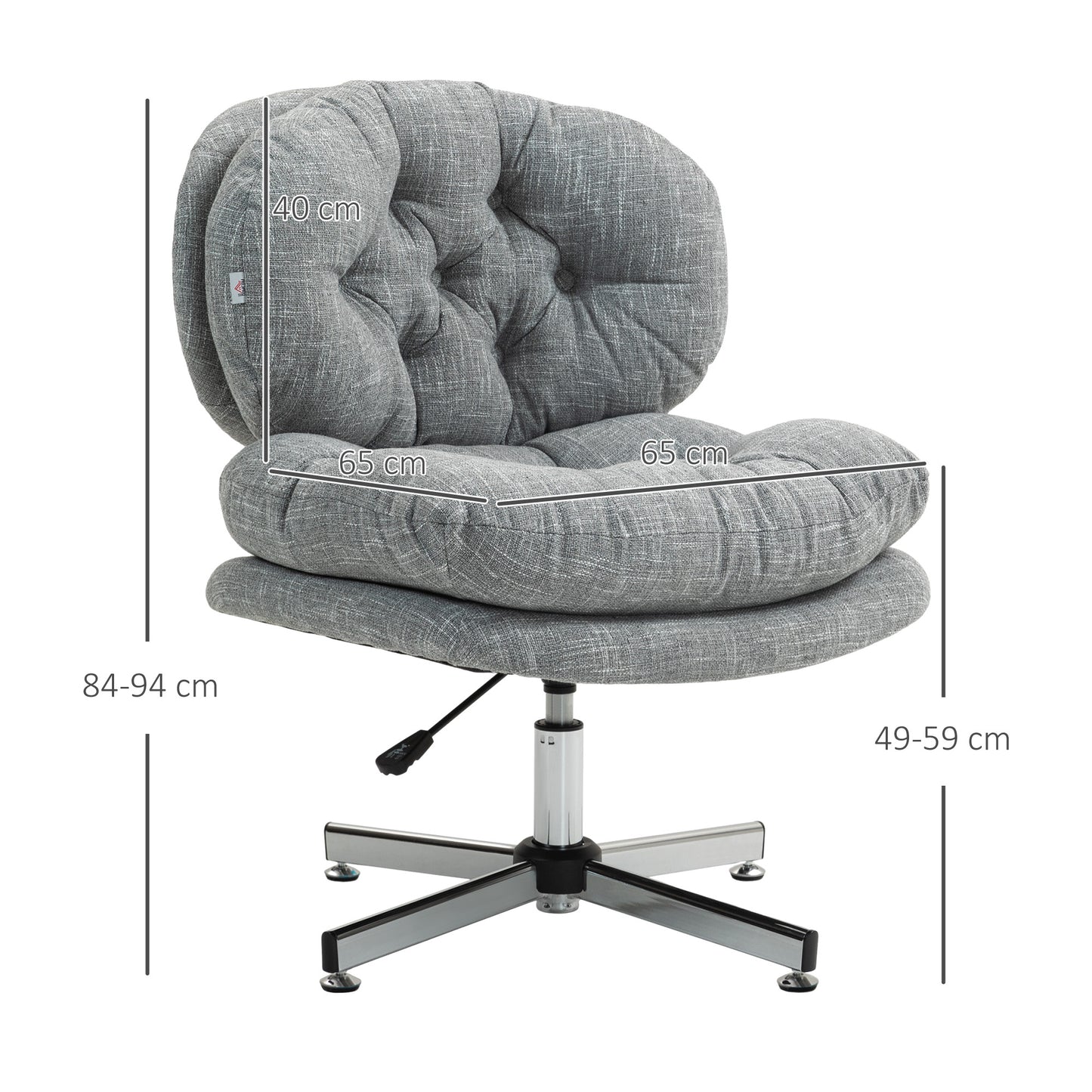 Bureaustoel – Kantoorstoel – Bureaustoelen – Draaistoel – Office Chair – Ergonomische Kantelfunctie – Hoogte Verstelbaar – Zacht Gewatteerd Zitvlak – Linnen Look – Grijs