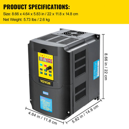 Frequentieomvormer – Frequentieregelaar – VFD – Motorregelaar – Snelheidsregelaar – 220V AC 4 kW – 1- of 3-fase Ingang