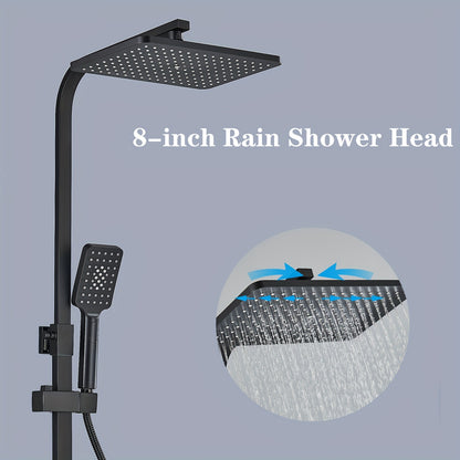 Thermostatische Douchekraan – Douchekraan Thermostaat – Regendouche Set – Handdouche – Baduitloop – Matzwart Design – Messing Materiaal – 20,32 cm Regendouche – Digitaal Display
