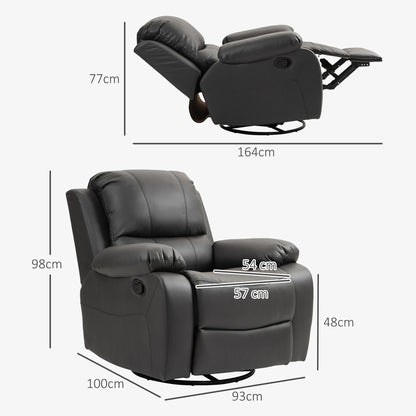 Relaxfauteuil – Relaxstoel – TV Stoel – Draaifauteuil – Ligstoel – Zwart – Verstelbare Rugleuning Tot 135° – Draaibaar En Schommelend