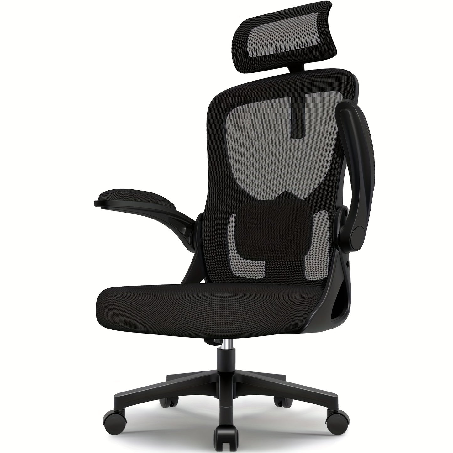 Office Chair, Ergonomic Office Chair With Adjustable Backrest And Folding Armrests, Executive Chair 150 Kg, Ergonomic Chair Rocking Function Up To 135°, For Bedrooms And Offices