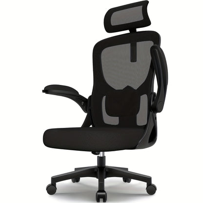 Office Chair, Ergonomic Office Chair With Adjustable Backrest And Folding Armrests, Executive Chair 150 Kg, Ergonomic Chair Rocking Function Up To 135°, For Bedrooms And Offices